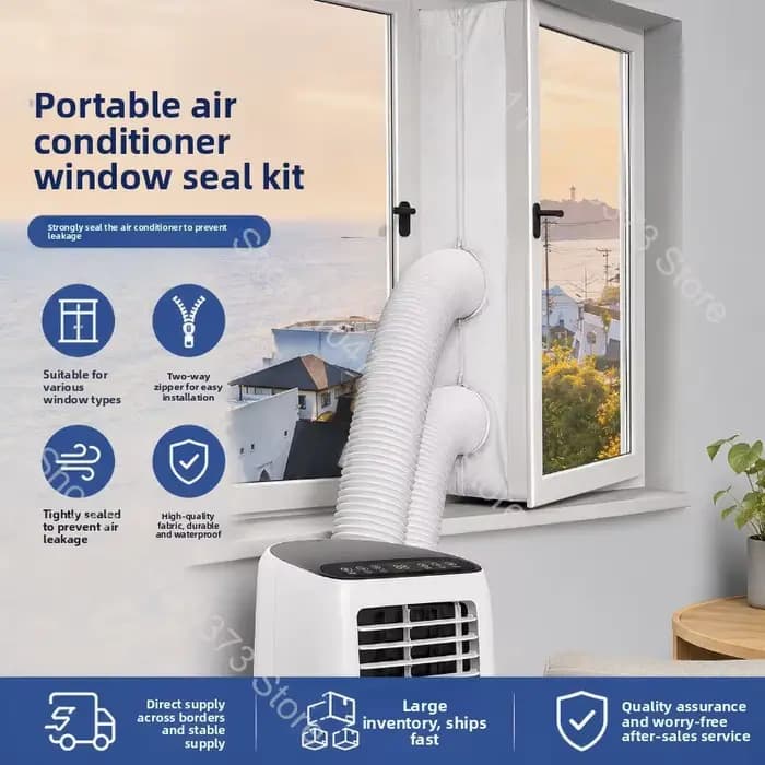 Kit d'étanchéité pour fenêtre de climatiseur mobile 3m 4m 5m joint universel portable avec fermeture éclair pour isolation thermique améliorée et confort maximal