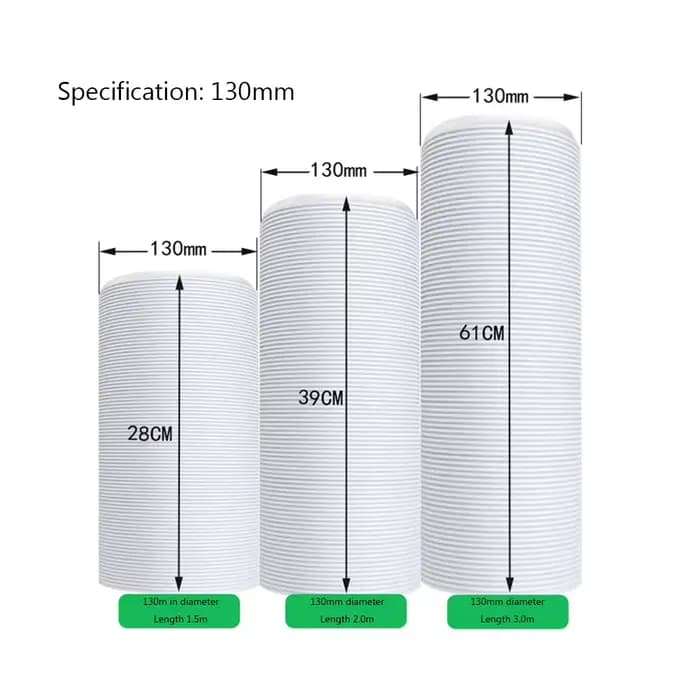 1.5/2M Portable Flexible climatiseur tuyau d'échappement Tube 130/150mm