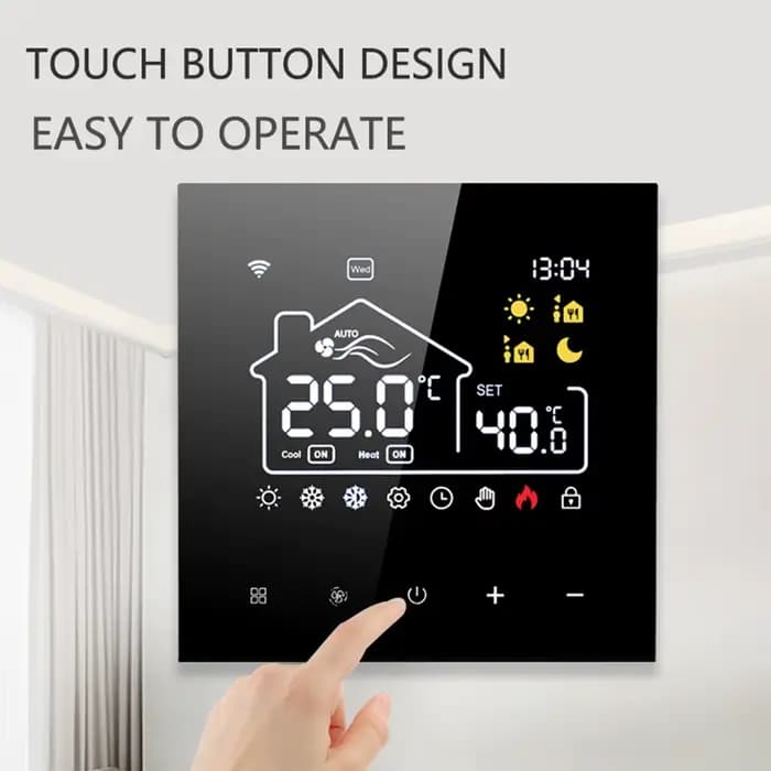 Thermostat programmable WiFi Tuya 3A AC85~250V pour climatisation centrale et chauffage au sol par eau