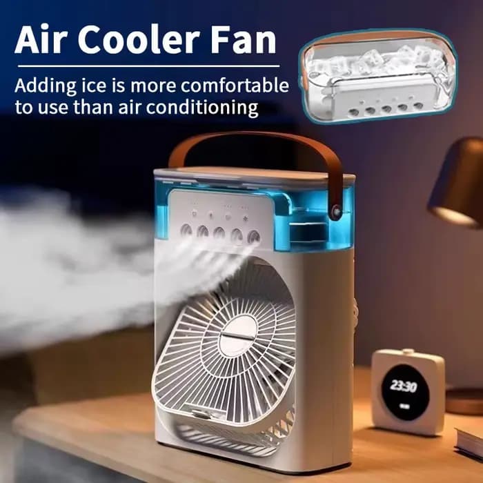 Ventilateur portable 3 en 1 multifonctionnel climatiseur humidificateur veilleuse LED pour bureau maison déplacement fraicheur confort