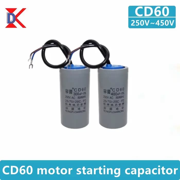 Condensateurs de démarrage et de fonctionnement CD60 250V 450V 50UF 75UF 100UF 150UF 200UF 250UF 300UF 350UF 400UF 450UF 500UF pour pompe à eau et laveuse
