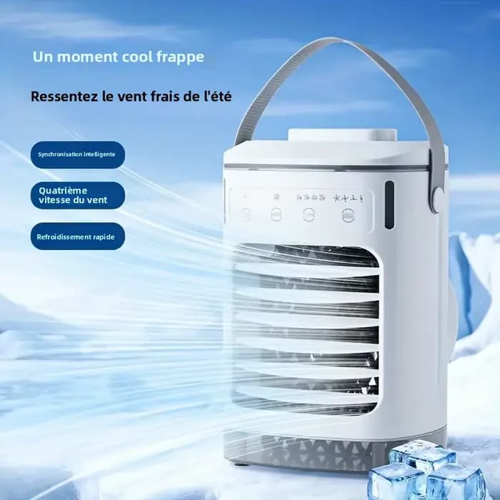 Mini climatiseur portable avec ventilateur de refroidissement à 4 vitesses, humidificateur et télécommande – Alimenté par USB, adapté à la maison et au bureau