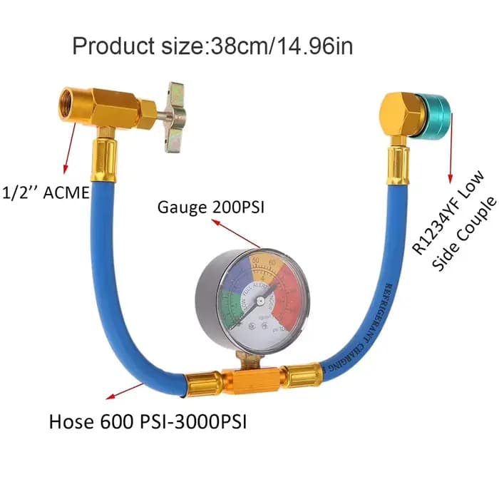 Gaz réfrigérant R1234YF pour climatiseur avec tuyau de charge ACME LH de 1/2 pouce, recharge de gaz réfrigérant pour voiture automobile