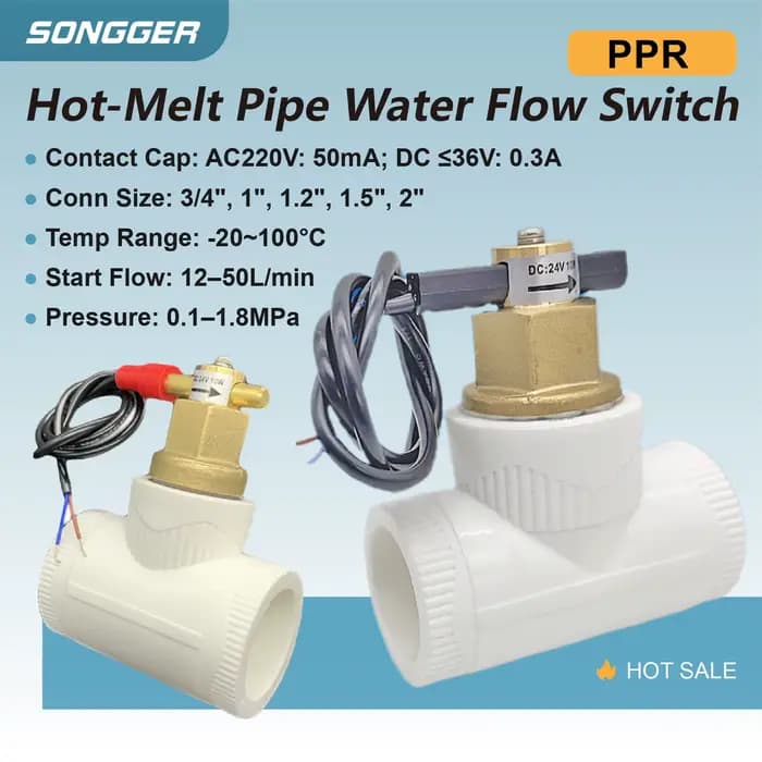Interrupteur de Débit dEau PPR en Ligne 12–50Lmin pour Pompe à Chaleur et Système de Climatisation Centrale Capteur de Protection contre la Marche à Sec