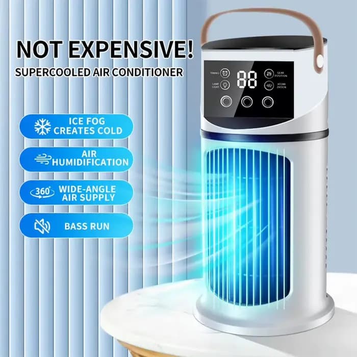 Climatiseur portable compact : Refroidissement à 9 vitesses avec minuterie de 8 heures et éclairage LED