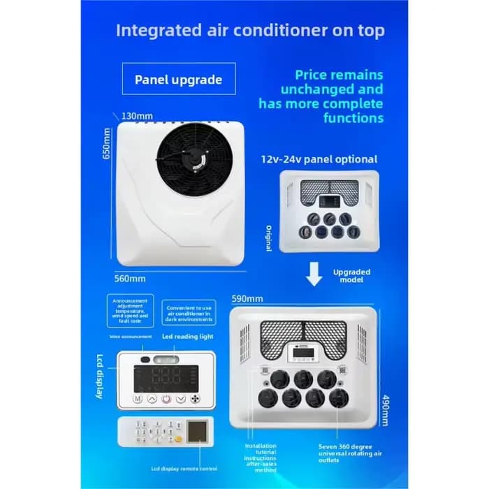 Système de climatisation intégré haut de gamme 12V 24V 48-72V pour petites voitures à des fins de stationnement