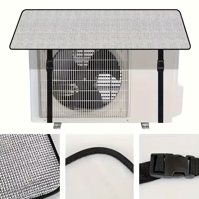 Housse de protection pour climatiseur extérieur gris argenté ignifuge imperméable anti-poussière avec boucle de sécurité pour utilisation en extérieur occasions spéciales protection durable