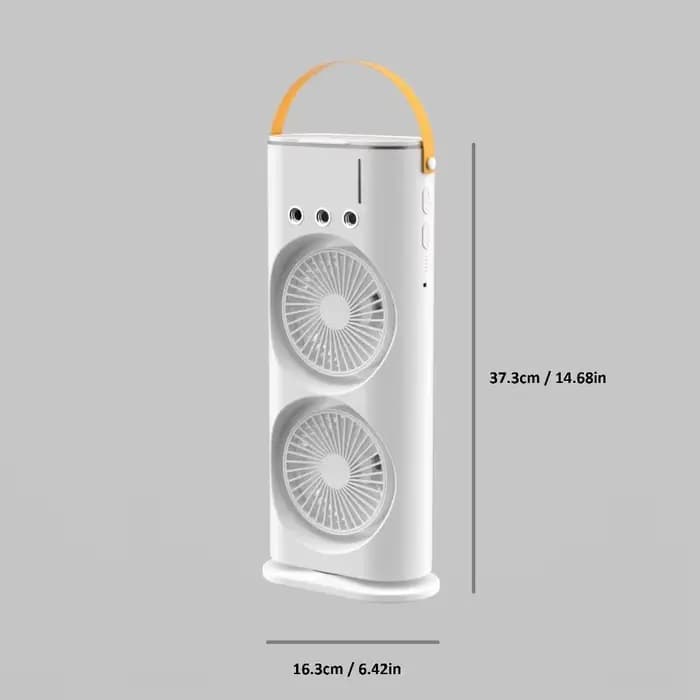 Climatiseur portable 3 en 1 à double tête, éclairage d'ambiance, faible bruit, vitesse du vent réglable, veilleuse LED, usage quotidien