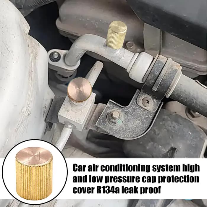 Bouchon de Valve de Service AC, couvercle de climatiseur en cuivre anti-fuite et anti-poussière pour système de climatiseur automobile, ligne de radiateur