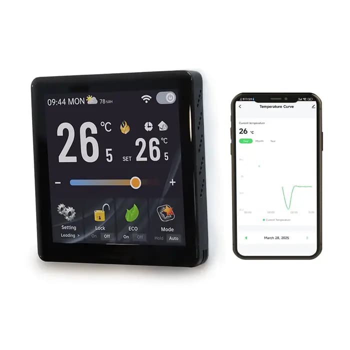 Thermostat de climatisation central avec écran tactile HD 4" pour systèmes de ventilation et de conduits d'air commande vocale programmation hebdomadaire智能家居中央空调恒温器带高清触摸屏，适用于通风和空气管道系统，支持语音控制和周编程