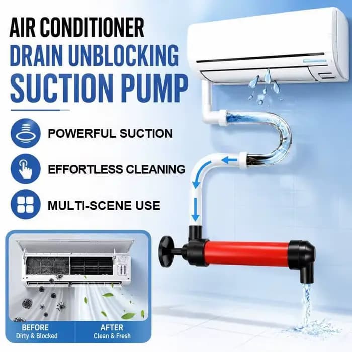 Pompe de vidange AC, outil de débouchage de tuyau de condensat de climatiseur, pompe manuelle portable pour le nettoyage des drains, accessoire HVAC