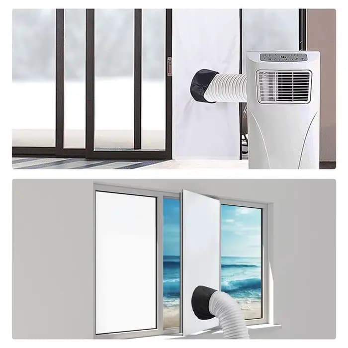 Kit de ventilation de fenêtre AC avec tissu d'étanchéité polyester pour climatiseur, joint de fenêtre étanche à l'eau, fenêtre coulissante verticale ou horizontale, ensemble de ventilation pour unité AC, tissu de déflecteur mobile pour AC, joint de fenêtre pour sécheuse à tambour, design moderne et