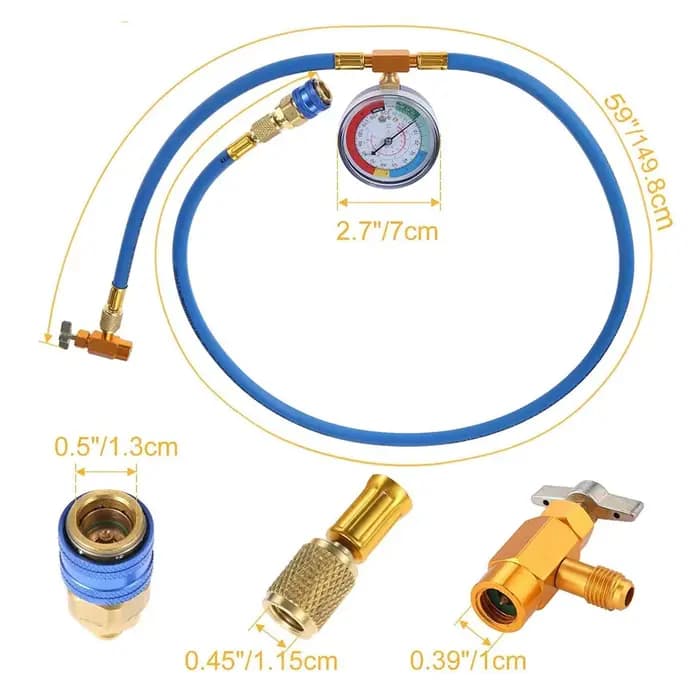 Kit de Tuyau de Recharge pour Climatisation avec Jauge pour Entretien Professionnel et Usage Personnel Occasions Spéciales