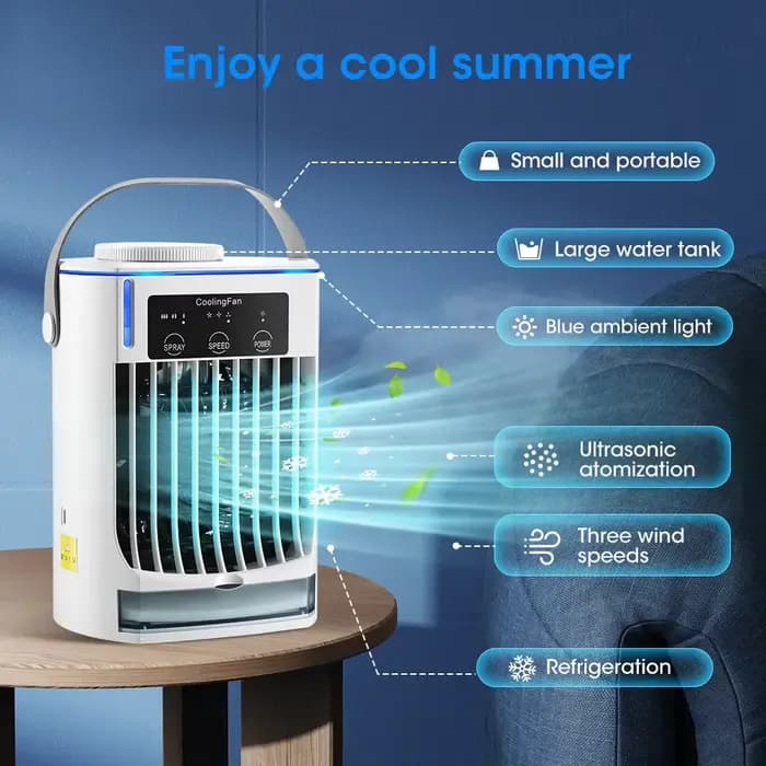 Mini climatiseur de bureau portable USB branchement direct pratique silencieux trois vitesses pour la maison et le bureau occase étudiant professionnel fraicheur confort thermique